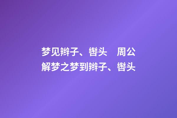 梦见辫子、辔头　周公解梦之梦到辫子、辔头